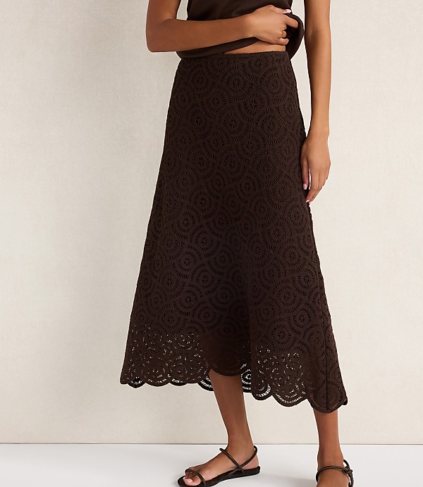 Haven Well Within Cotton Crochet Scalloped Midi Skirt