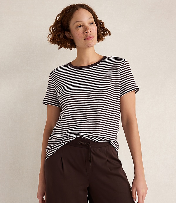 Haven Well Within Linen Striped Short Sleeve Tee