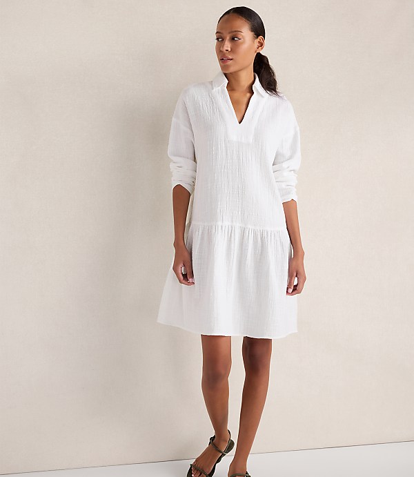 Haven Well Within Textured Cotton Gauze Drop Waist Dress