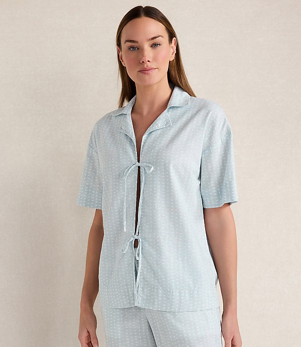 Haven Well Within Cotton Linen Faded Dot Pajama Top