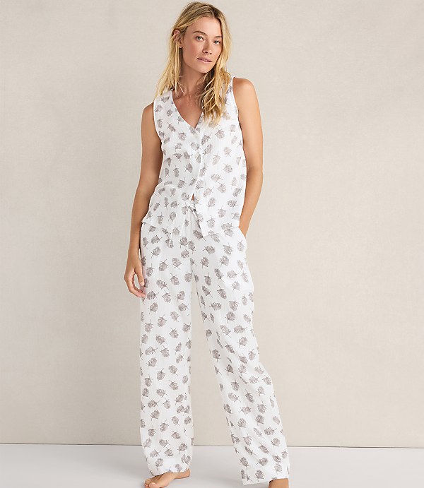 Haven Well Within Organic Cotton Gauze Tossed Fern Pajama Tank