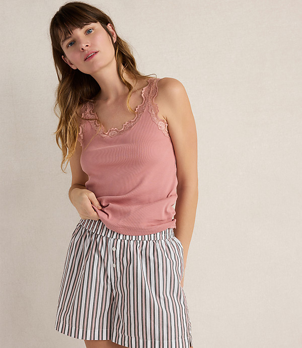 Haven Well Within Organic Cotton Rib Knit Lace Tank
