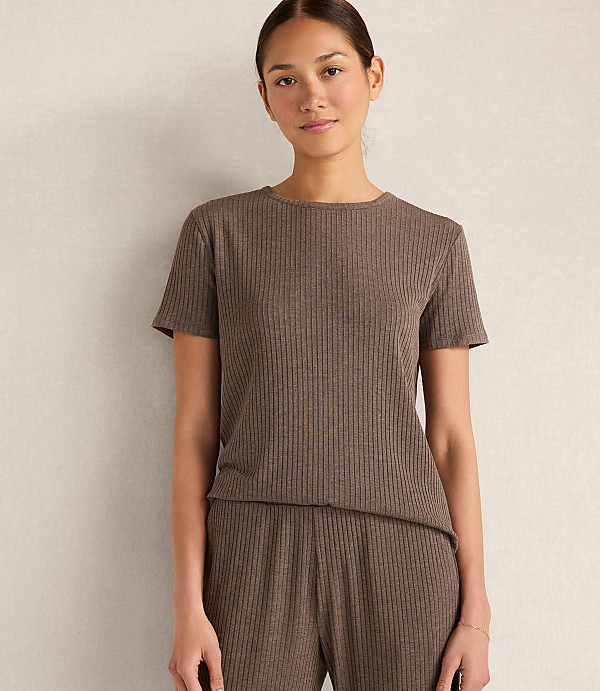 Haven Well Within Drapey Rib Knit Short Sleeve Crewneck