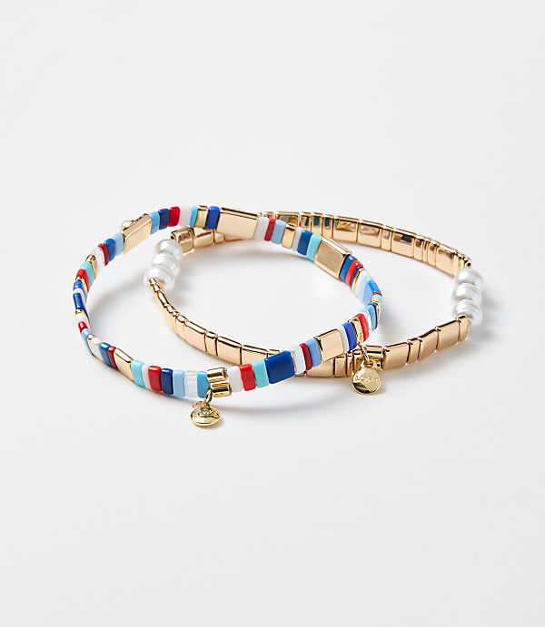 Pearlized Chicklet Bracelet Set