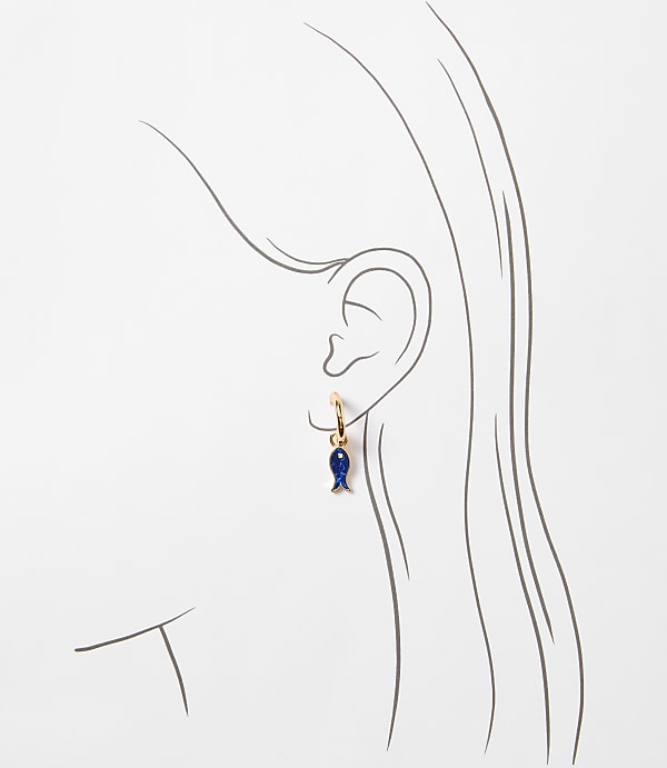 Pearlized Fish Hoop Earring Set