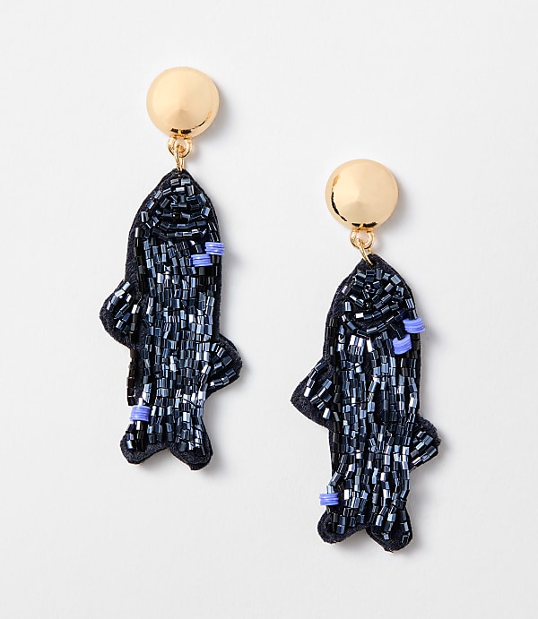 Fish Beaded Statement Earrings