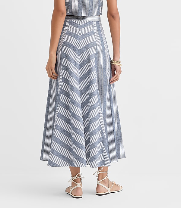 Petite Chevron Linen Blend Midi Skirt