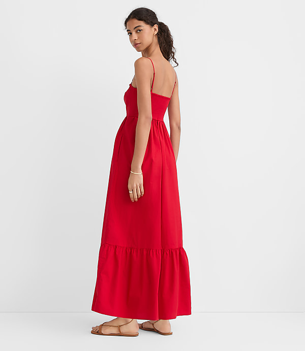 Petite LOFT Beach Poplin Cutout Twist Maxi Pocket Dress