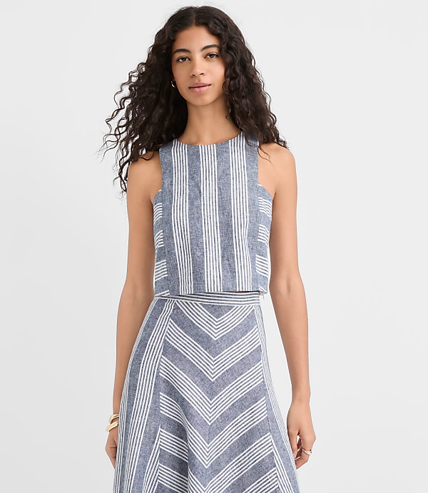 Petite Striped Linen Cotton Shell