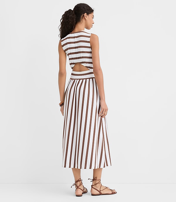 Petite Striped Cutout Back Midi Dress