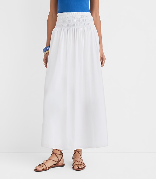 Petite Poplin Smocked Maxi Skirt