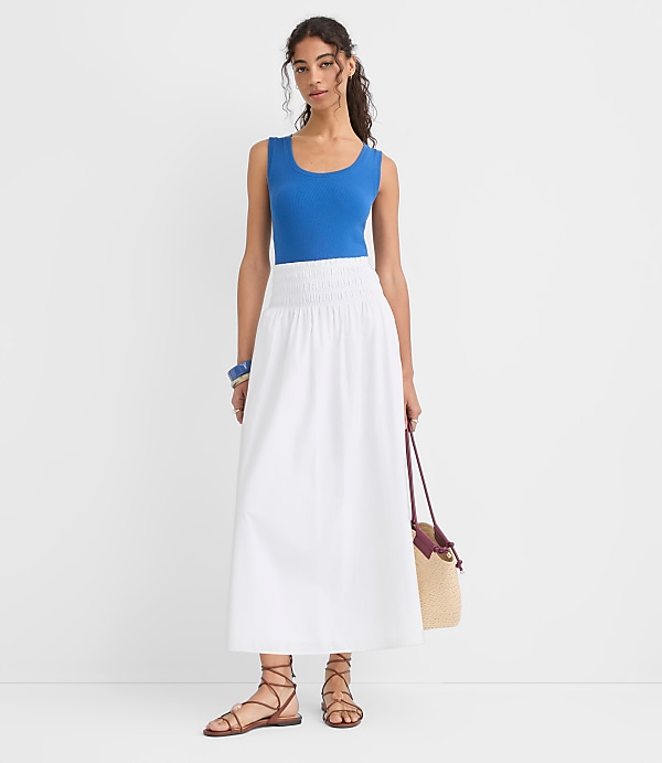 Petite Poplin Smocked Maxi Skirt