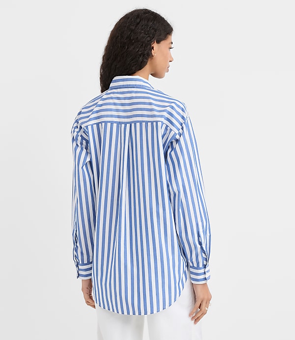 Petite Striped Poplin Everyday Oversized Pocket Shirt