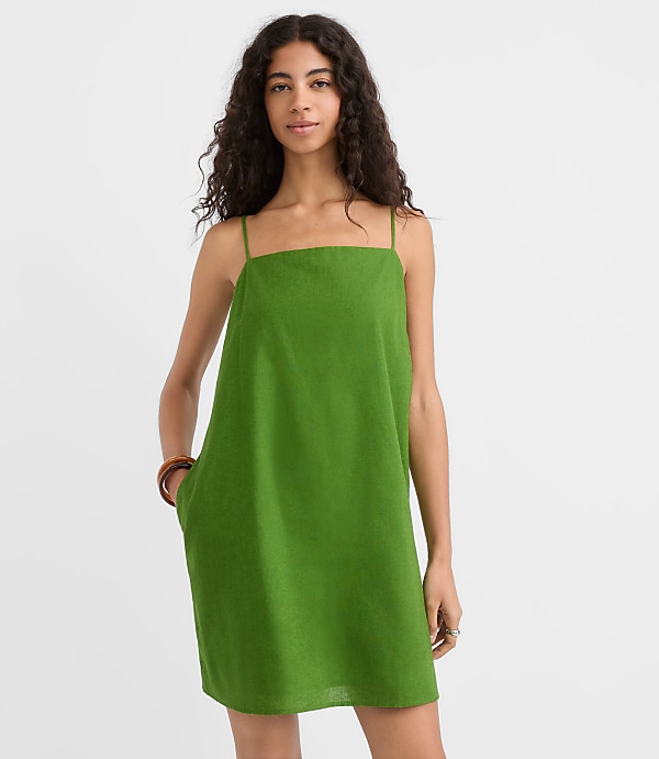 Tall Linen Cotton Strappy Mini Pocket Dress