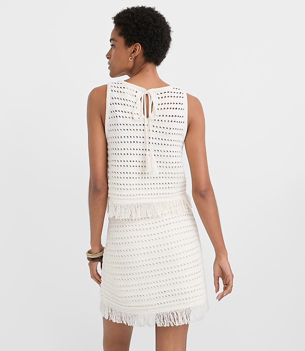 Petite LOFT Beach Stitchy Fringe Sweater Tank Top