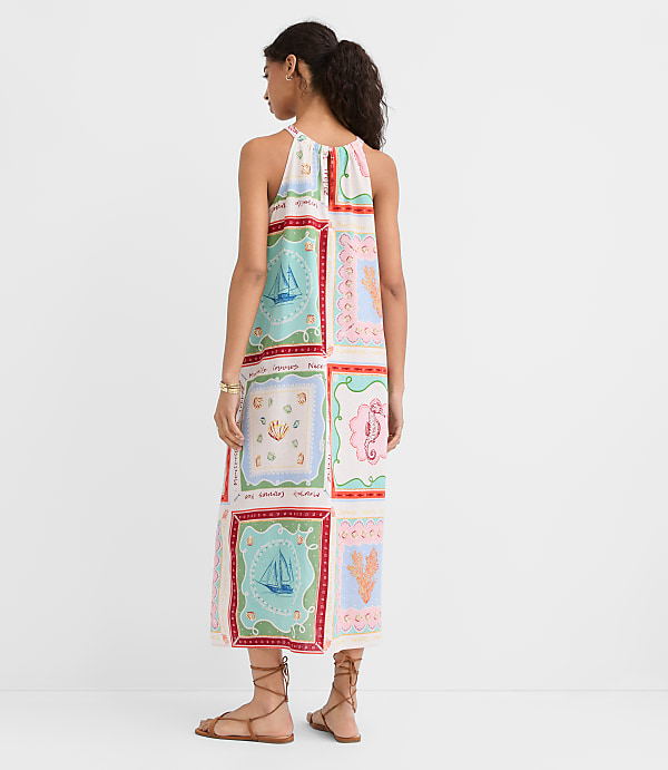 Riviera Linen Cotton Midi Pocket Halter Dress
