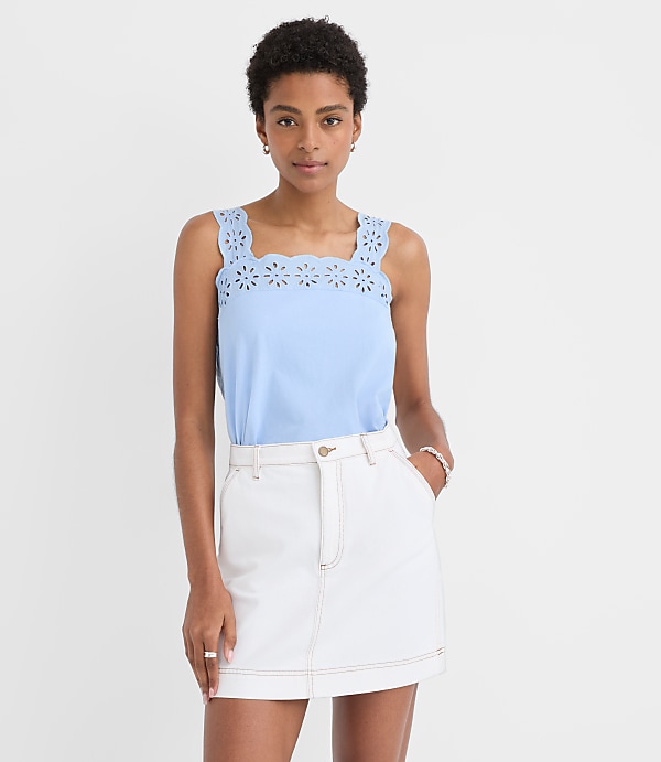 Floral Eyelet Tank Top