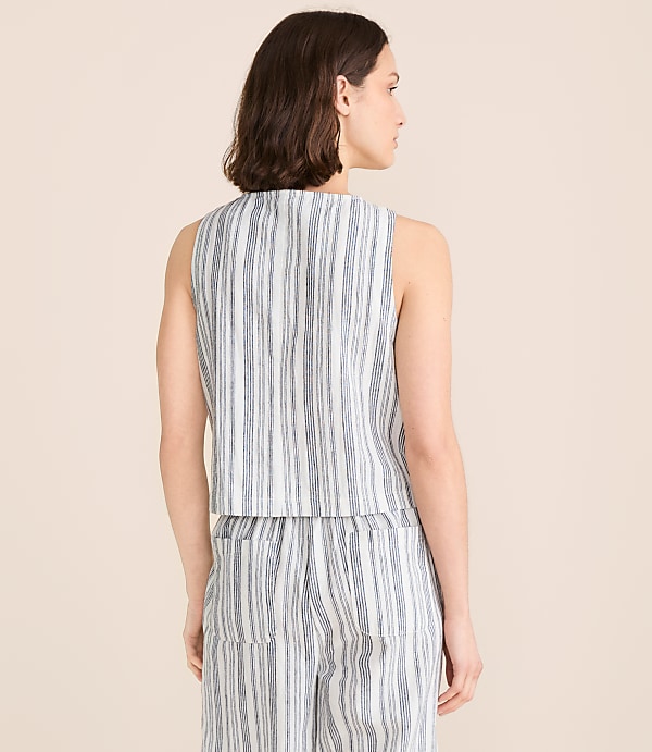 Lou & Grey Striped Linen Cotton Tie Vest