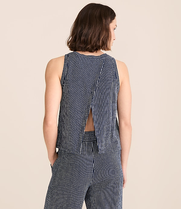 Lou & Grey Striped Open Back Tank Top