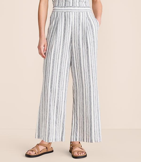 Lou & Grey Striped Linen Cotton Wide Leg Crop Pants