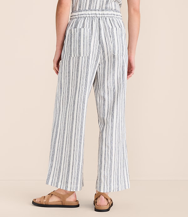 Lou & Grey Striped Linen Cotton Wide Leg Crop Pants