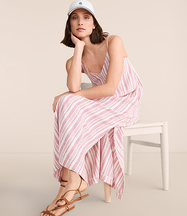 Lou & Grey Striped Linen Cotton Cami Maxi Pocket Dress