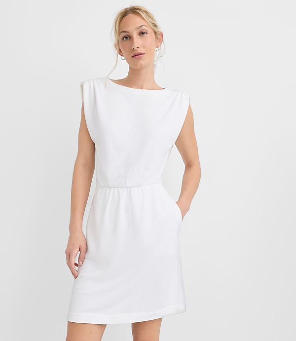 Petite Shirred Terry Mini Pocket Dress