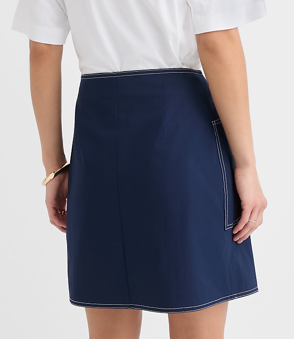 Petite Topstitched Mini Wrap Pocket Skirt