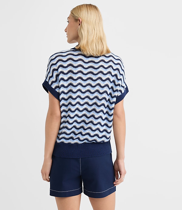 Collared Wave Stitch Wedge Sweater