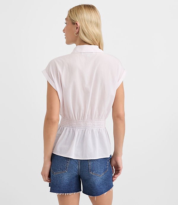 Stripe Smocked Waist Shirt