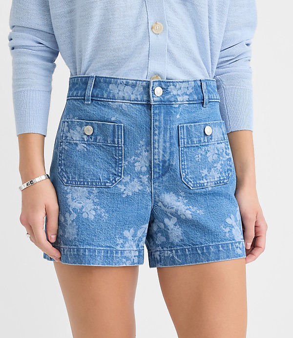 Palmer Denim Shorts in Floral Classic Mid Wash