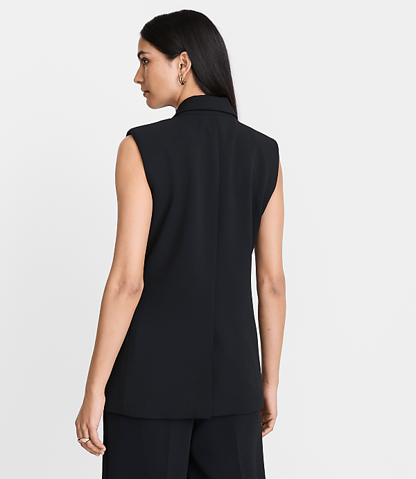 Petite LOFT Versa Crepe Drape Sleeveless Blazer
