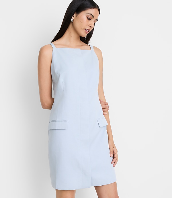 Petite LOFT Versa Pure Spun Apron Mini Pocket Dress