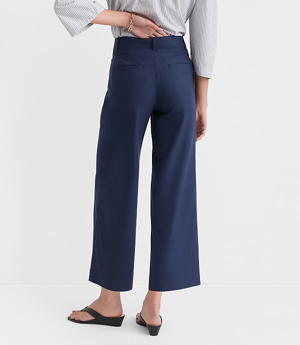 Petite Palmer Wide Leg Crop Pants in Cotton Linen