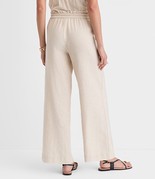 Petite LOFT Beach Rope Tie Linen Cotton Wide Leg Pants