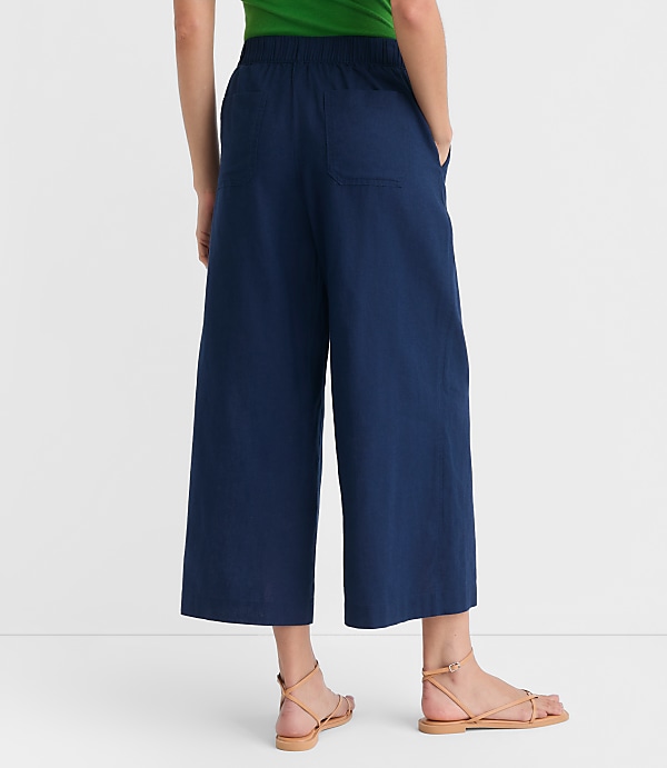 Petite Breezy Wide Leg Crop Pants in Linen Cotton