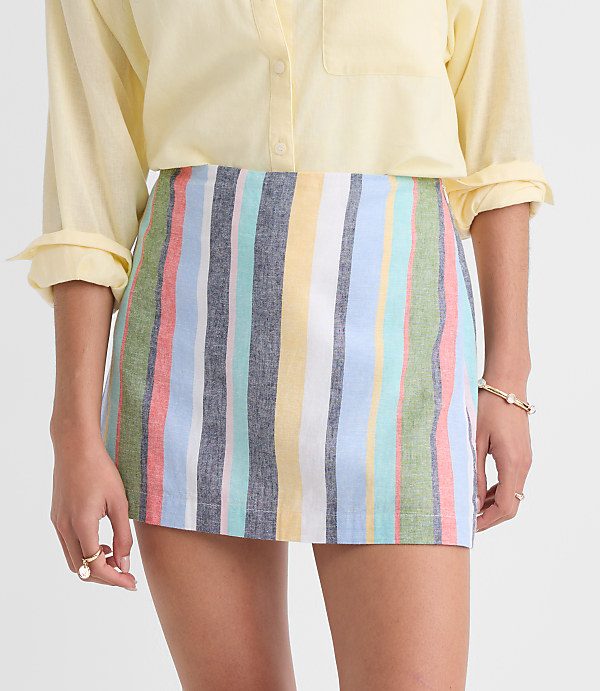Tall Striped Linen Cotton Modern Mini Skort
