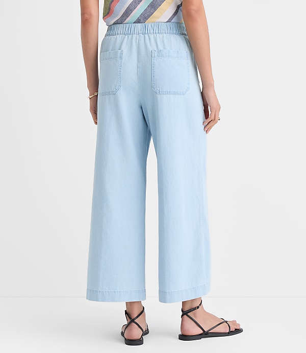 Breezy Wide Leg Crop Pants in Chambray
