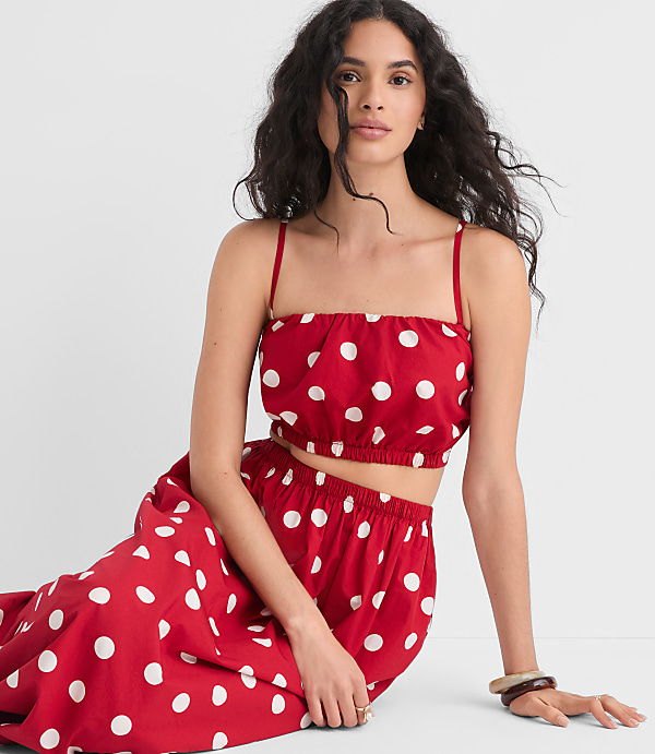 LOFT Beach Polka Dot Poplin Bubble Bandeau Top