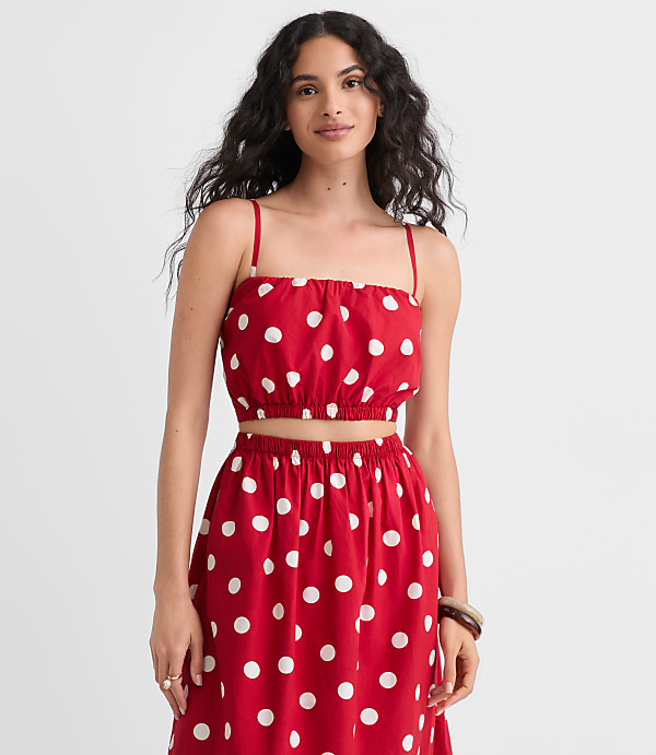 LOFT Beach Polka Dot Poplin Bubble Bandeau Top