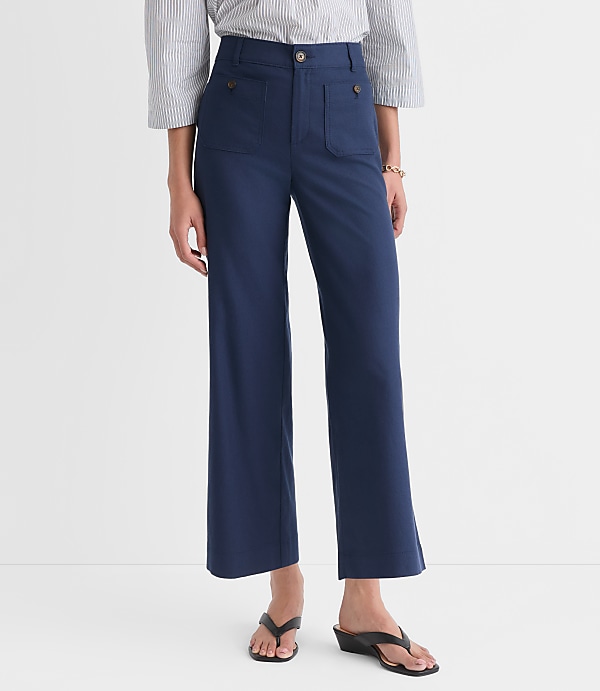 Curvy Palmer Wide Leg Crop Pants in Cotton Linen