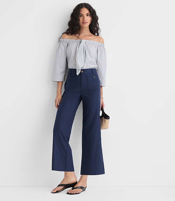 Palmer Wide Leg Crop Pants in Cotton Linen