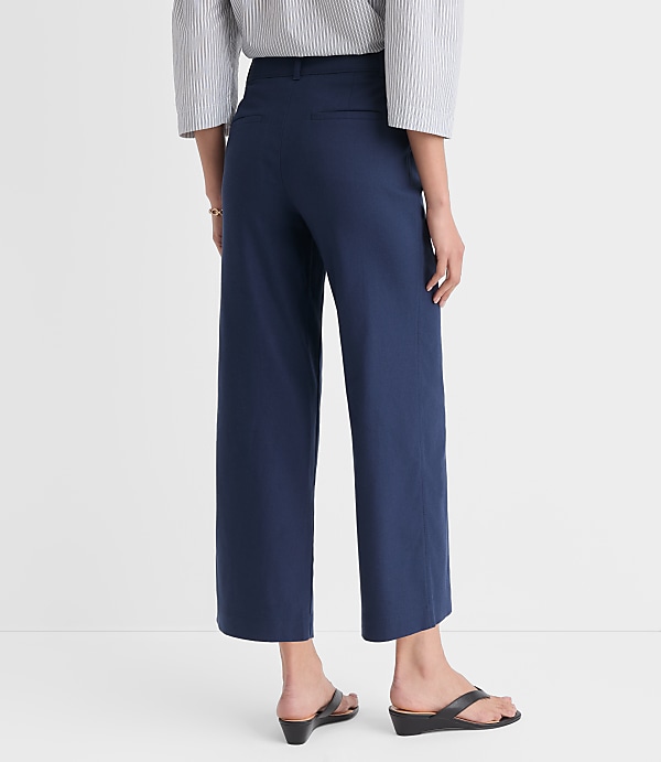 Curvy Palmer Wide Leg Crop Pants in Cotton Linen