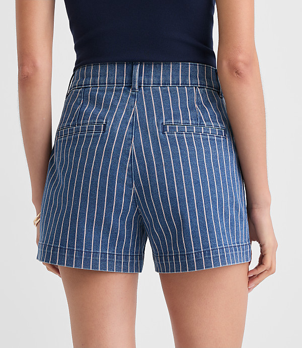 Curvy Palmer Denim Shorts in Red Stripe