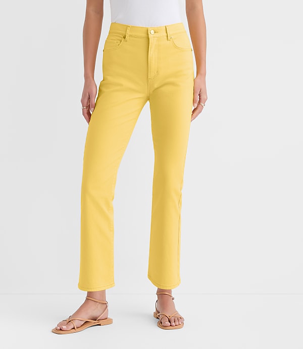 Rivete High Rise Kick Crop Jeans in Daffodil Bloom