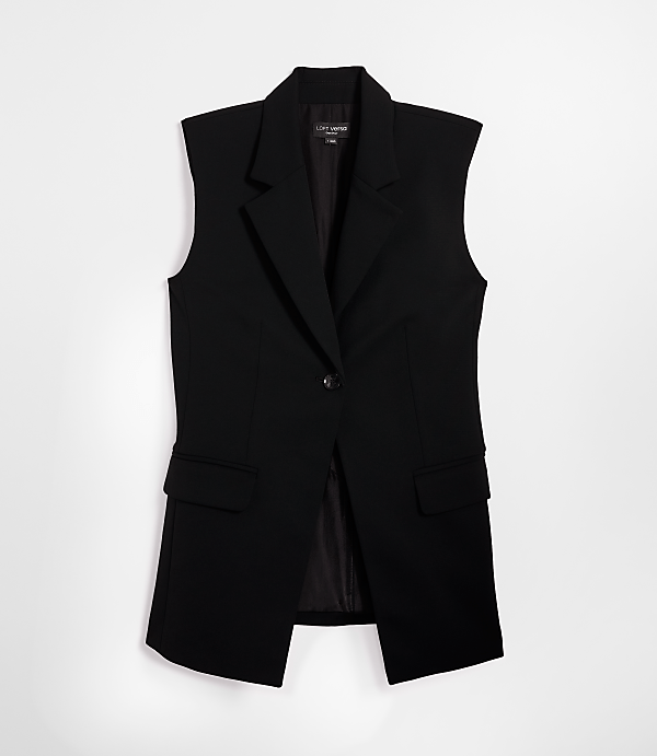 Petite LOFT Versa Crepe Drape Sleeveless Blazer