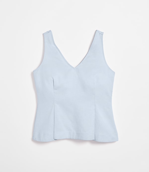 Petite LOFT Versa Pure Spun Double V Peplum Top