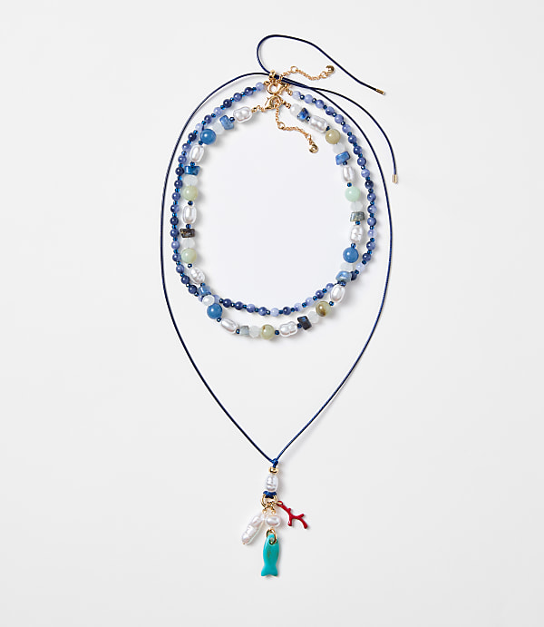 Pearlized Fish Layered Necklace Set