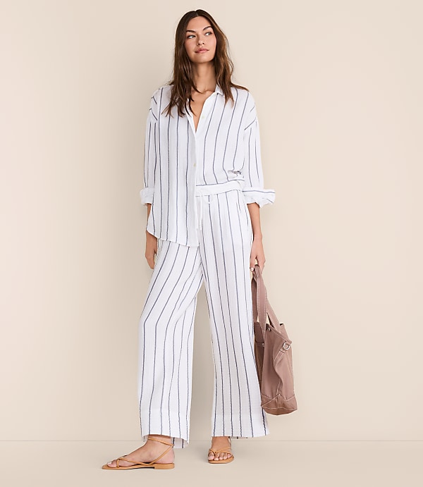 Lou & Grey Striped Triple Cloth Wide Leg Pants