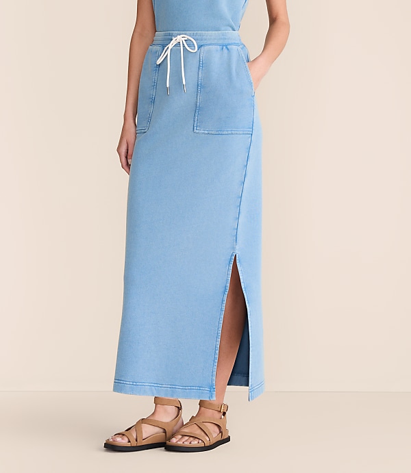 Lou & Grey Denim Washed Terrysoft Maxi Pocket Skirt